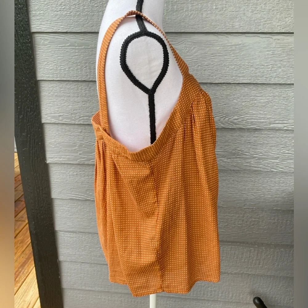 a.n.a Burnt Orange Polka Dot Square neck Cotton Sleeveless Tank top NWT Sz Large - Picture 6 of 15